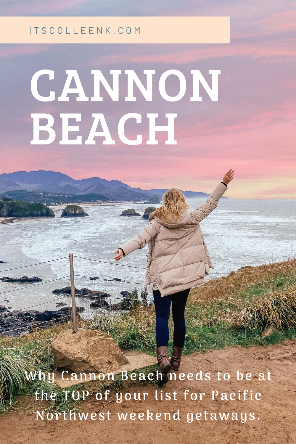 cannon beach overlooking ocean, sunset, haystack rock, hallmark resort review 